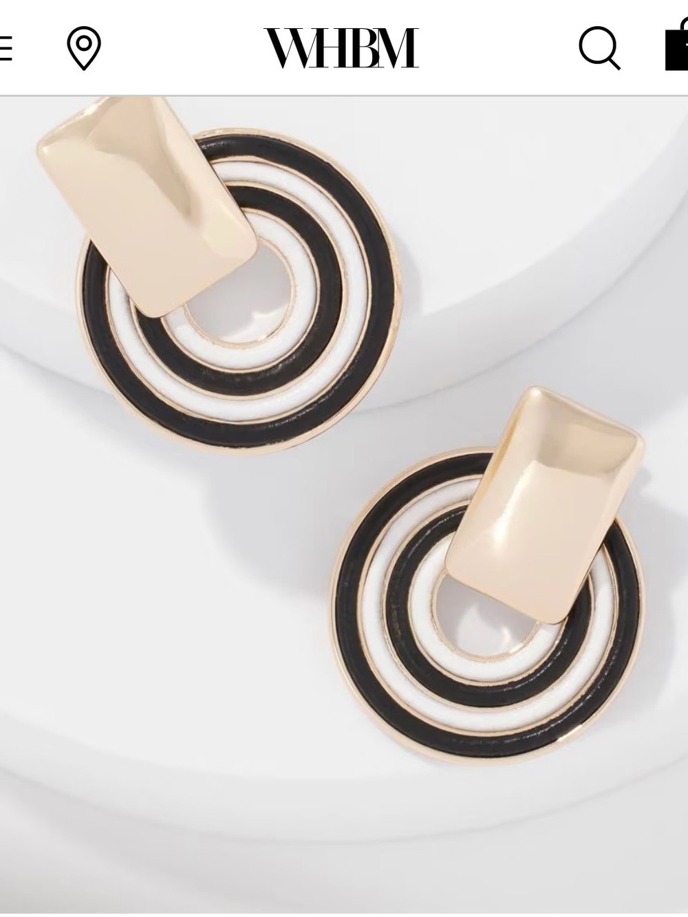 White House Black Market Gold and Black Ring Drop Earrings